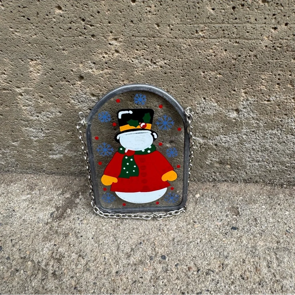 VTG‎ Stained Glass Style Snowman Ornament Classic Christmas